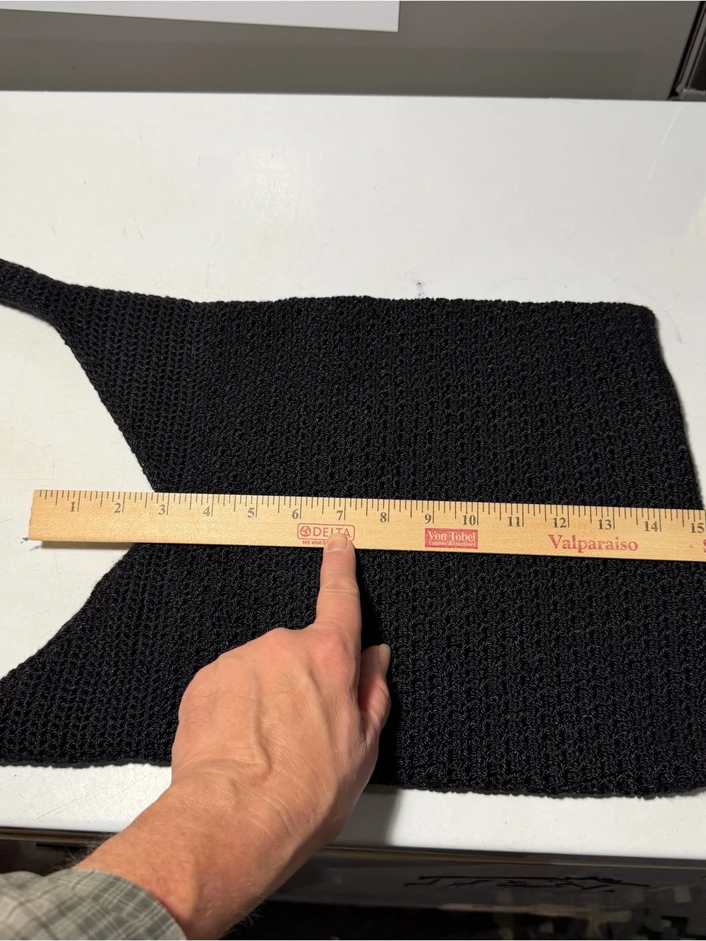 The Sak Black Crochet Purse Bag Snap Closure Zip Interior Pocket